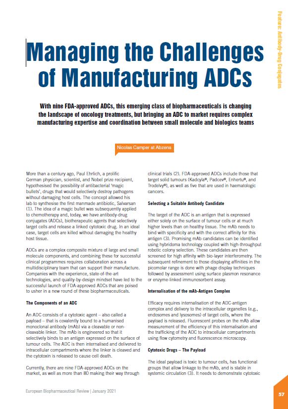Managing the Challenges of Manufacturing ADCs